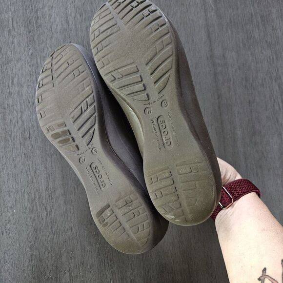 Crocs Womens Ballet Flats Sz US 8 Brown With Berry Purple Bow - Picture 5 of 9